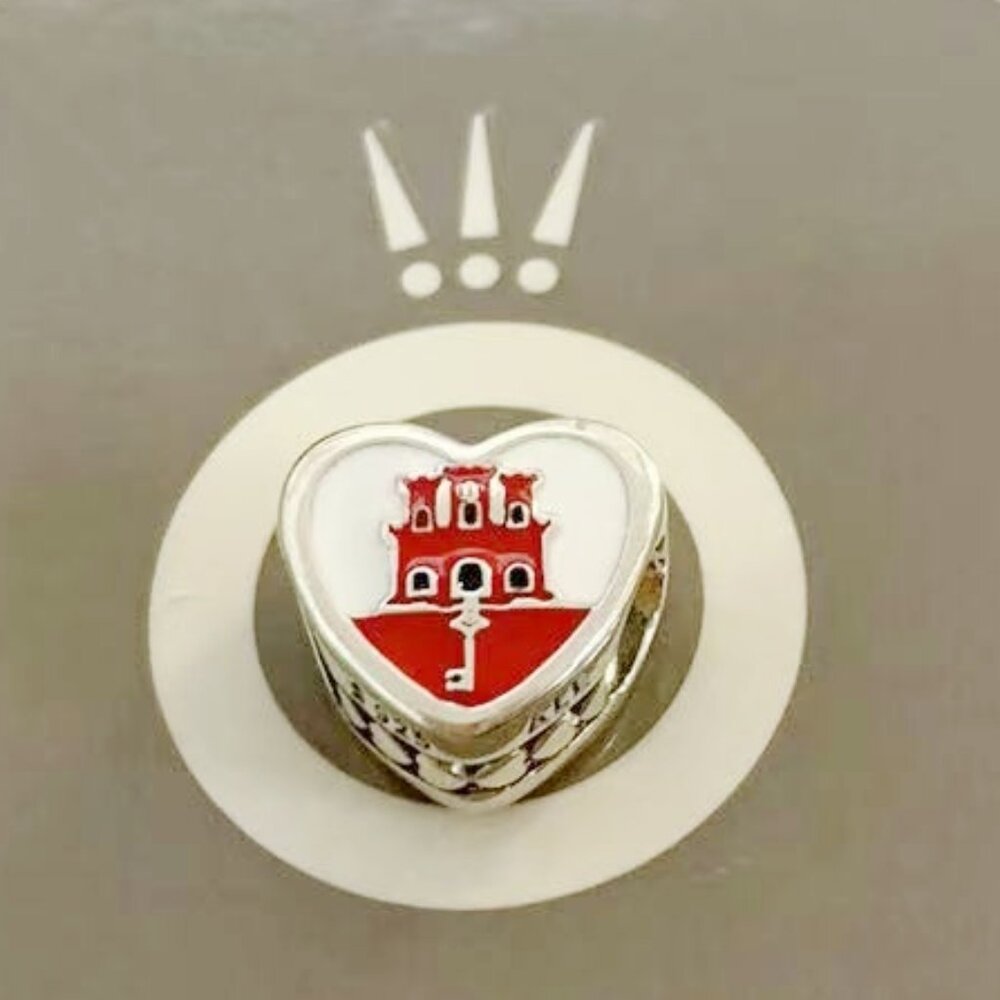 Pandora Gibraltar Flag Exclusive Heart Charm Bead